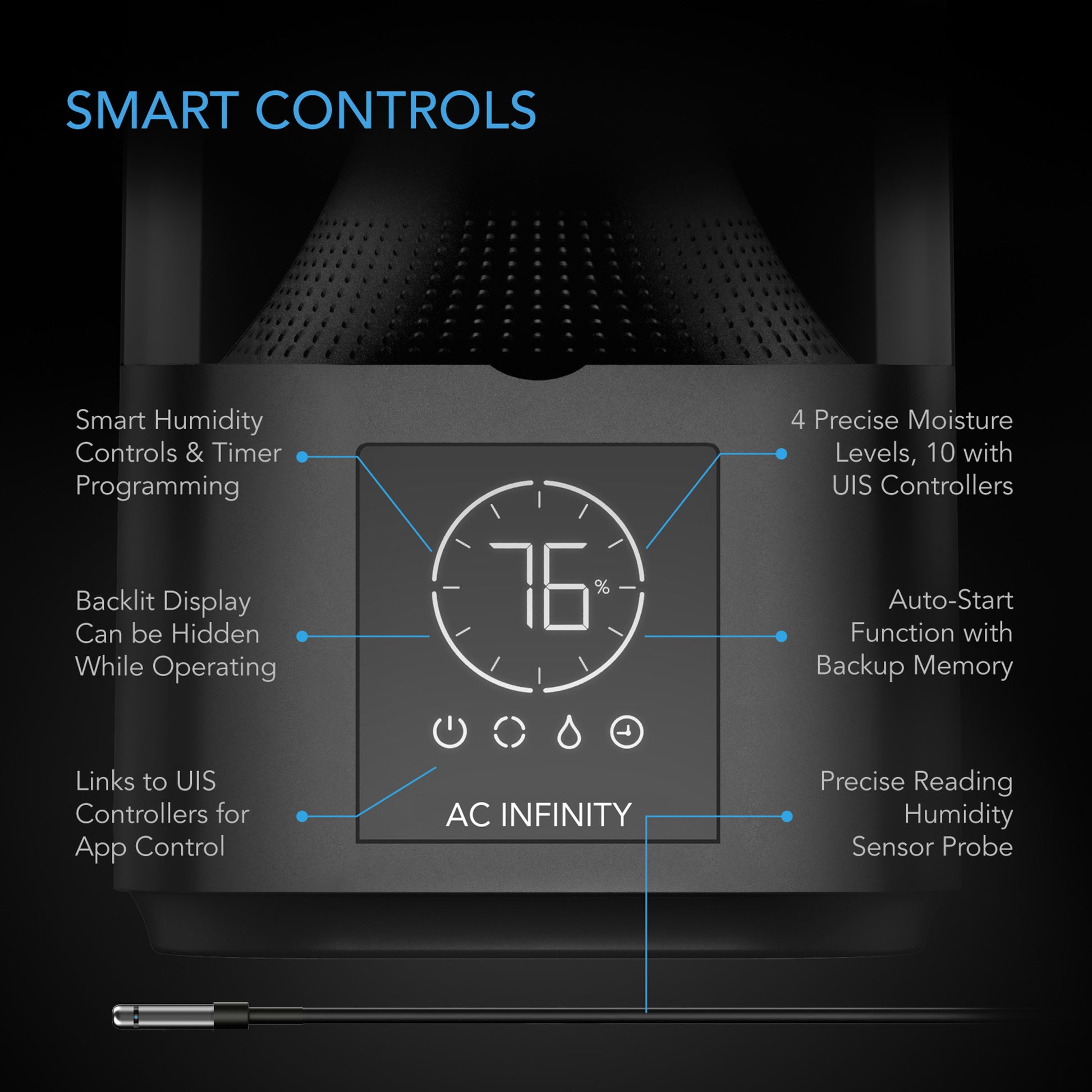 CLOUDCOM A2, Mini Smart Thermo-Hygrometer with Data App, Integrated Sensor  Probe